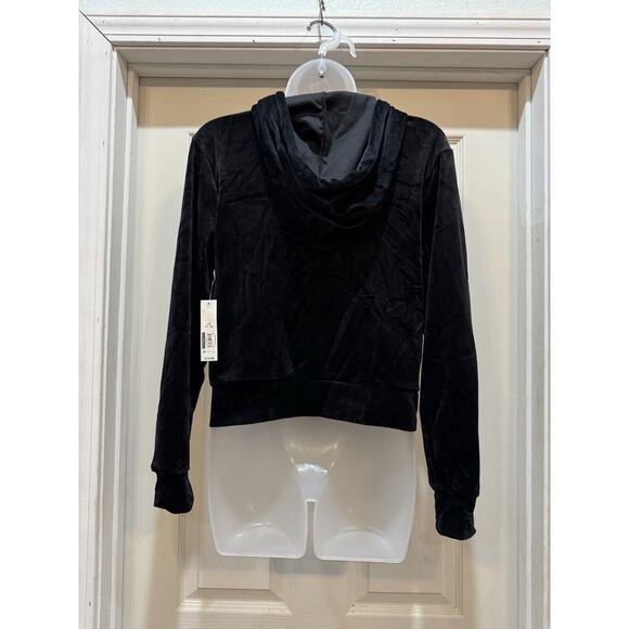 No Bo LOVE Juniors Hoodie Black Velour Zip Front Long Sleeve Large 11/13 NWT - Picture 4 of 7